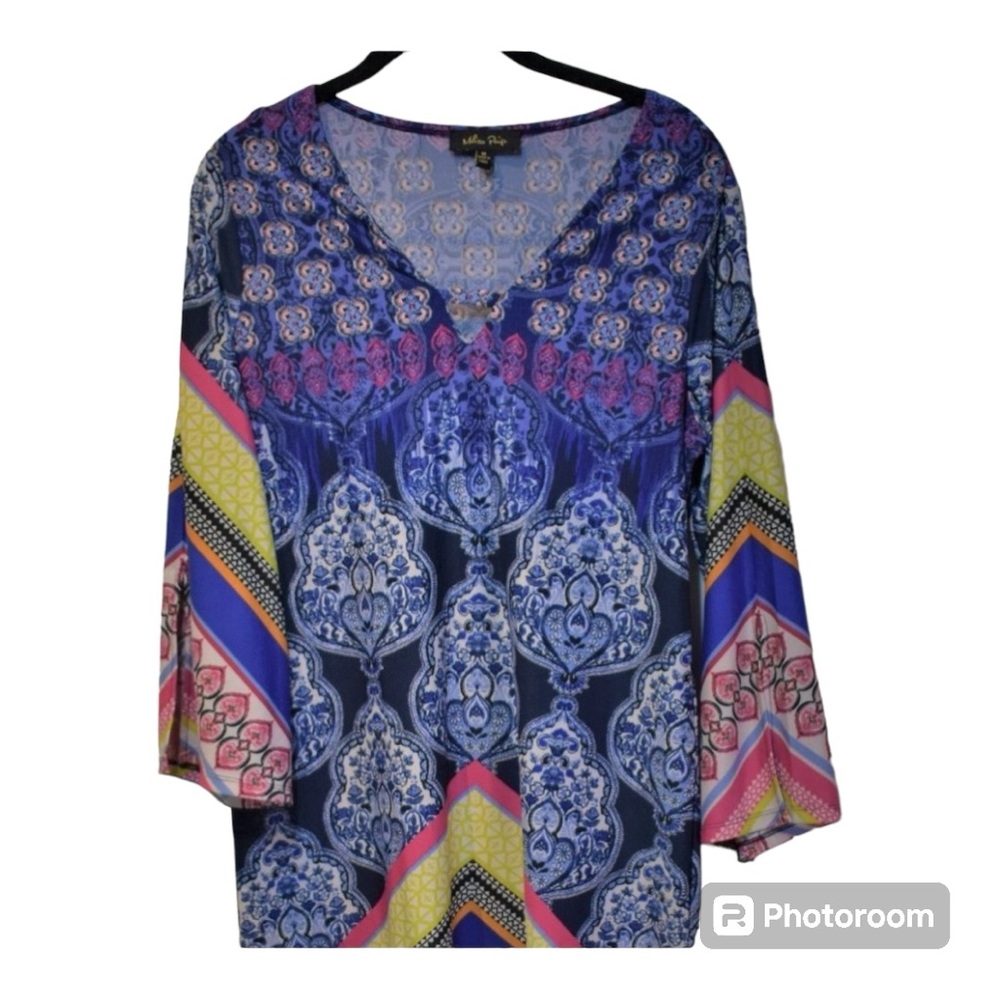 Melissa Paige Boho multi color (blue, pink, purple)  mini dress size medium